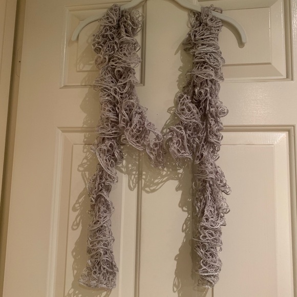 Accessories - Handmade Gray Sparkly Ruffled Scarf